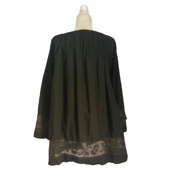 House of Woo California Tunic Blouse Top in Black Cotton Gauze with Pockets - Picture 9 of 9